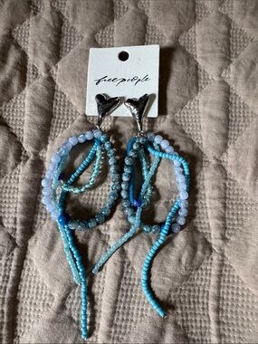 Free People Turquoise & Light Blue Multi-Strand Beaded Earrings